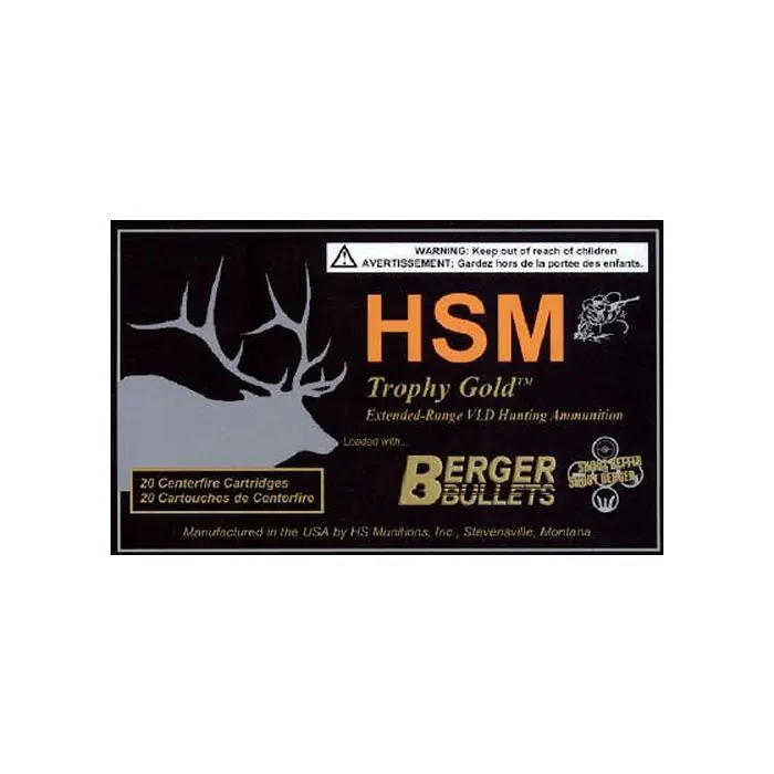HSM BER260130VLD Trophy Gold 260 Rem 130 gr Match Very Low Drag 20 Round Box