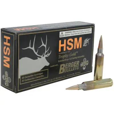 HSM BER65X284140 Trophy Gold 6.5x284 Norma 140 gr Match Very Low Drag 20 Round Box