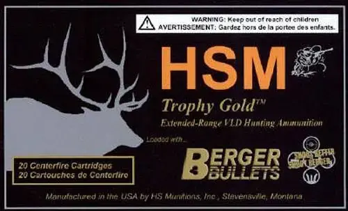 HSM BER7STW180VL Trophy Gold 7mm STW 180 gr Match Very Low Drag 20 Round Box