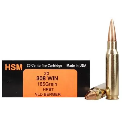 HSM BER308185VLD Trophy Gold 308 Win 185 gr Match Very Low Drag 20 Round Box