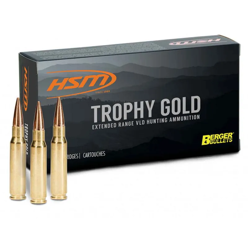 HSM BER300WSM210 Trophy Gold 300 WSM 210 gr Match Very Low Drag 20 Round Box
