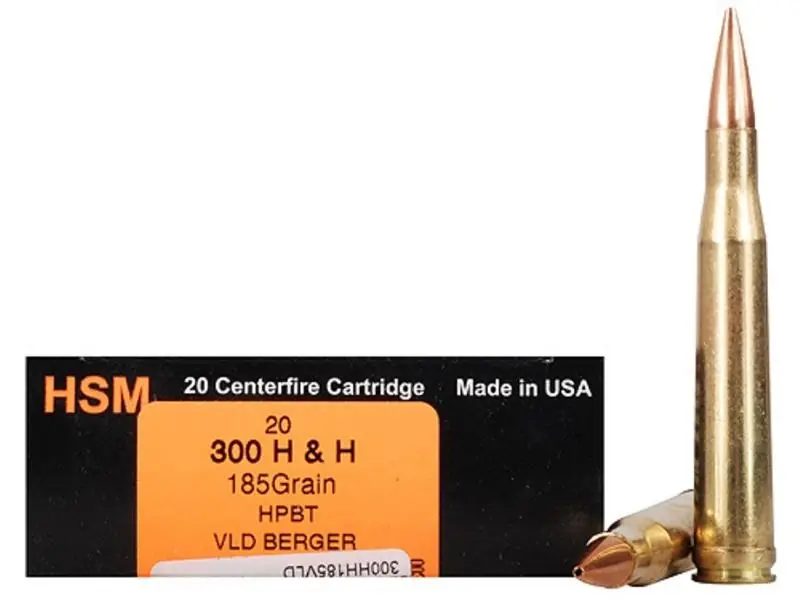 HSM BER300HH185V Trophy Gold 300 H&H Mag 185 gr Match Very Low Drag 20 Round Box