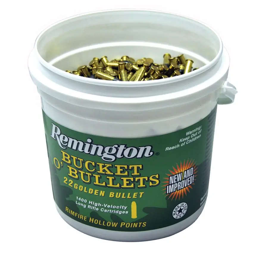 Remington Ammunition 1622B Golden Bullet 22 LR 36 gr Plated Hollow Point 1400 Round Box (Bucket)