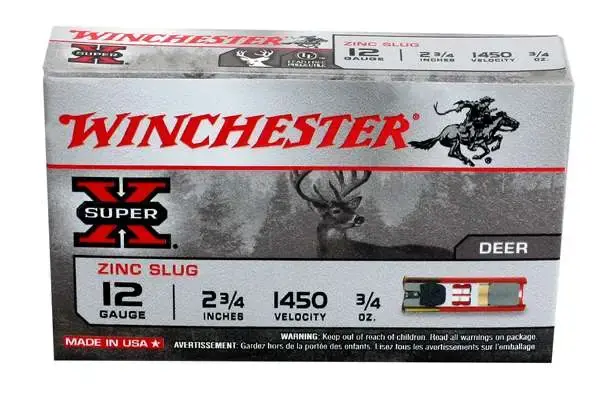 Winchester Ammo X12RS15LF Super-X Zinc Slug 12 Gauge 2.75 3/4 oz 5 Round Box