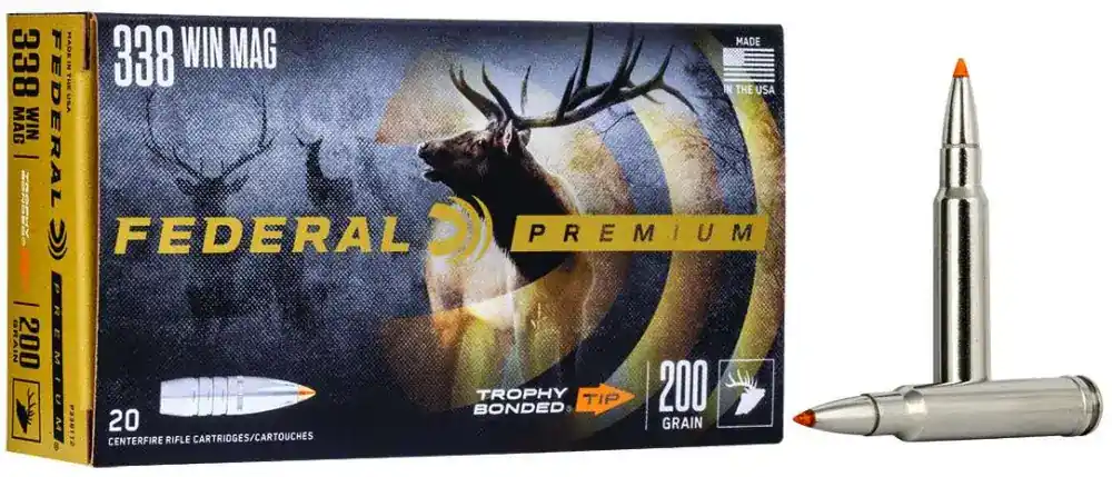 Federal P338TT2 Premium 338 Win Mag 200 gr Trophy Bonded Tip 20 Round Box