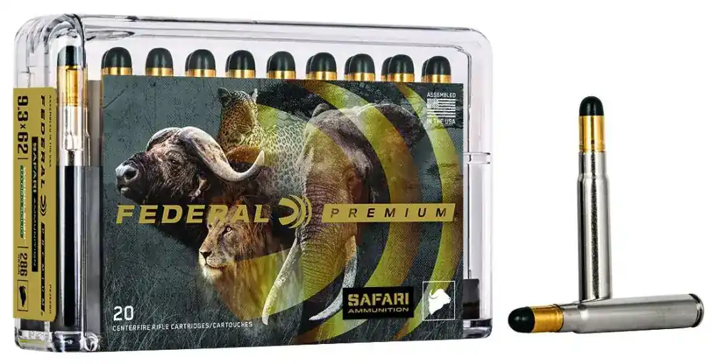 Federal P9362WH Premium Safari Cape-Shok 9.3mmx62 Mauser 286 gr Woodleigh Hydro Solid (WHCS) 20 Round Box