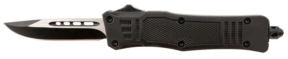 Steel River Knives MT616BDP Spartan Mini 2.75" OTF Drop Point Plain Black/Silver 440C SS Blade/ 4.25" Black Aluminum Zinc Alloy Handle