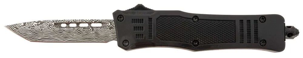 Steel River Knives MT616BDP Spartan Mini 2.75" OTF Tanto Plain Laser Etched Damascus 440C SS Blade/4.25" Black Aluminum Zinc Alloy Handle
