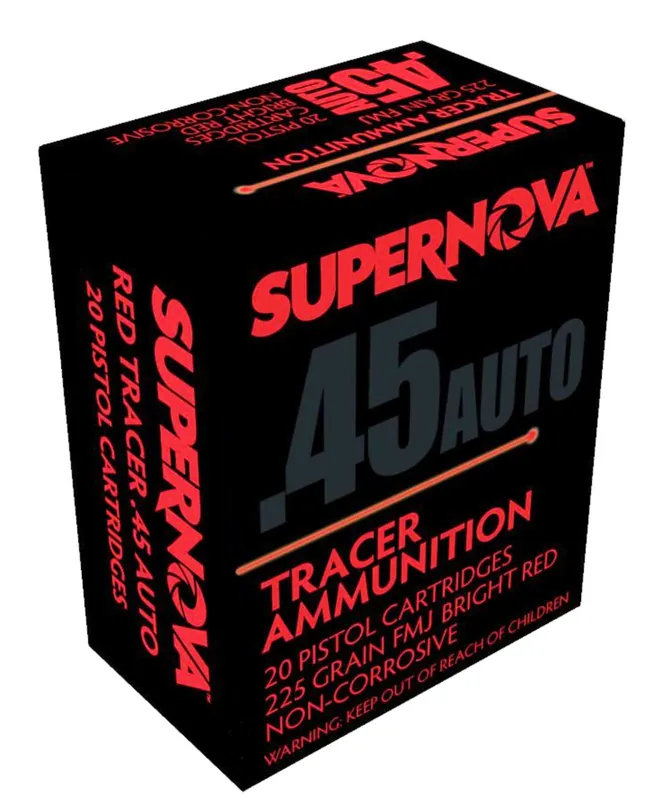 PINEY MOUNTAIN AMMUNITION AMO 45 AUTO 225GR FMJ RED TRACER 20RD ( 10 BOXES PER CASE )