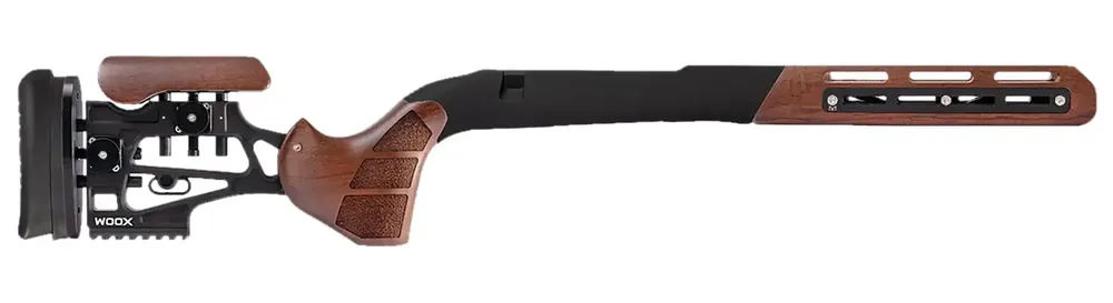 Woox SHCHS01105 Furiosa Chassis Walnut Wood/Aluminum Chassis w/Adjustable Cheek Fits Remington 700 M5 DBM Short Action, Ambi Features (Right Side Bolt)
