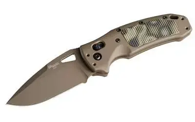 Sig K320 AXG Scorpion 3.5" ABLE Lock Folder - Drop Point Blade Flat Dark Earth Cerakote Finish - Aluminum Frame Flat Dark Earth Cerakote - G-Mascus Green G10 Insert