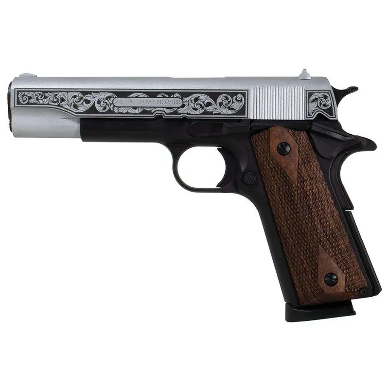 1911A1 Service 45 45ACP Full Size Filigree stainless steel engraving Two To