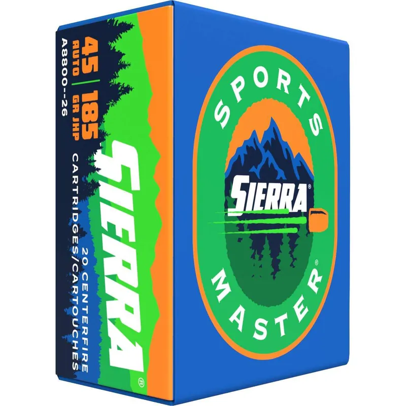 Sierra Sports Master 45 Auto 185 GR JHP Ammo 20 rnds