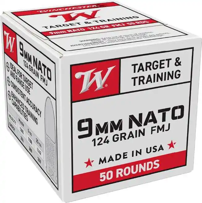 WINCHESTER USA AMO 9MM 124GR FMJ 50RD (20 BOX CASE)