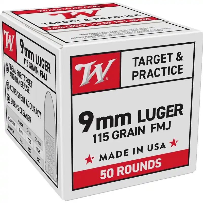 WINCHESTER USA AMO 9MM 115GR FMJ 50RD/bx