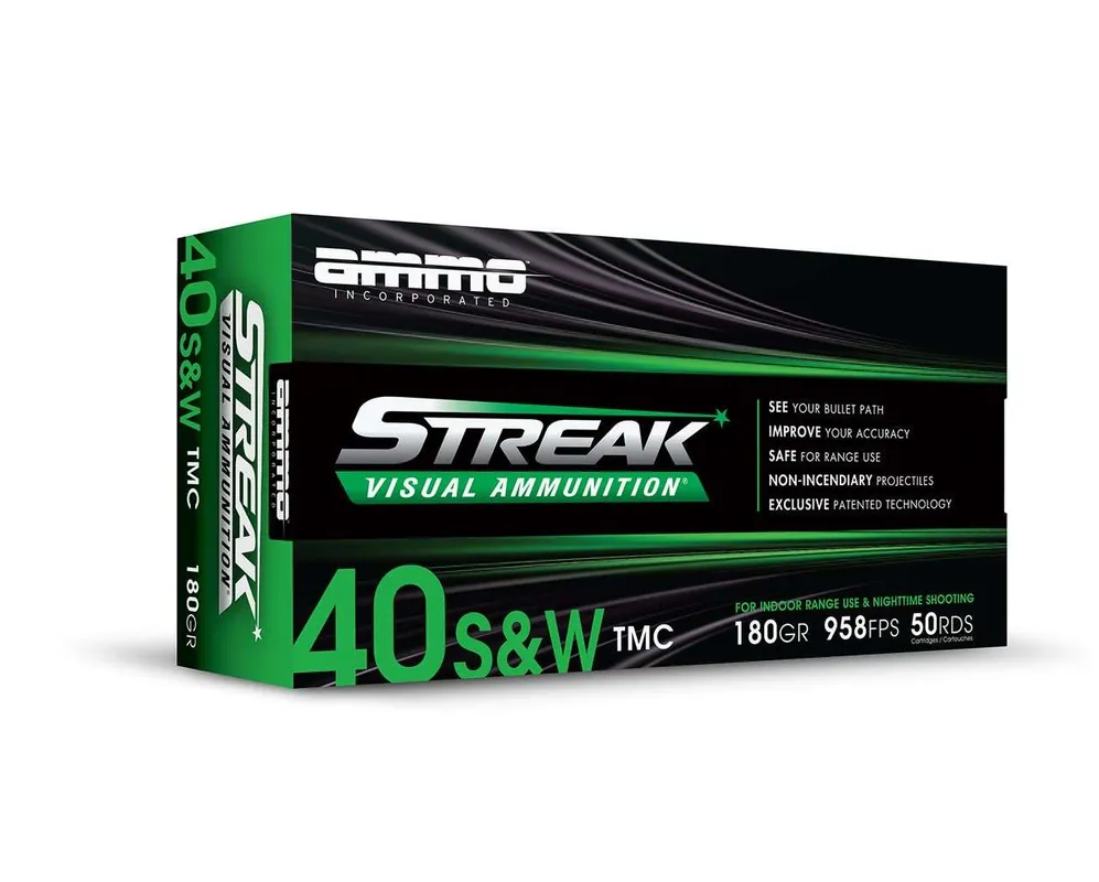 AMMO INC STREAK AMO 40 S&W 180GR JHP GREEN 20RD