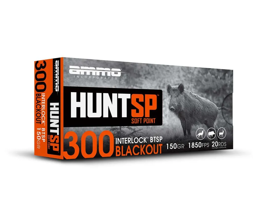 AMMO INC HUNTSP AMO 300 BLACKOUT 150GR INTERLOCK SP 20RD