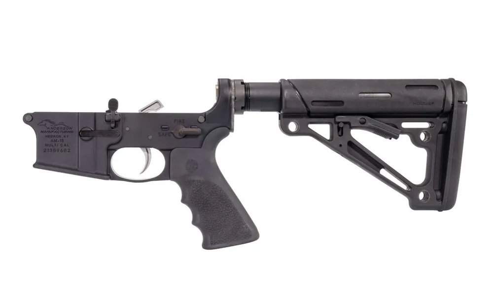 Anderson AM-15 Forged Complete AR Lower - Black | Hogue Buttstock | Closed Trigger Guard