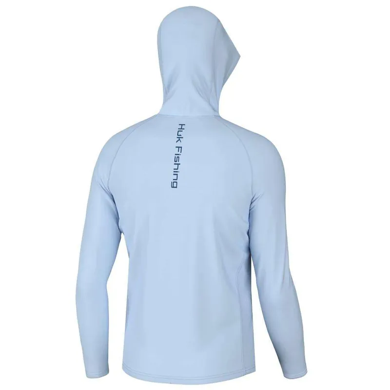 HUK VENTED PURSUIT HOODIE ICE WATER LS M