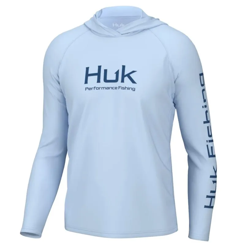 HUK VENTED PURSUIT HOODIE ICE WATER LS XXL