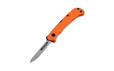 Hogue 35834 Expel 2.50" Folding Scalpel Plain Satin High Carbon Steel Blade, Blaze Orange Textured G10 Scales/SS Handle