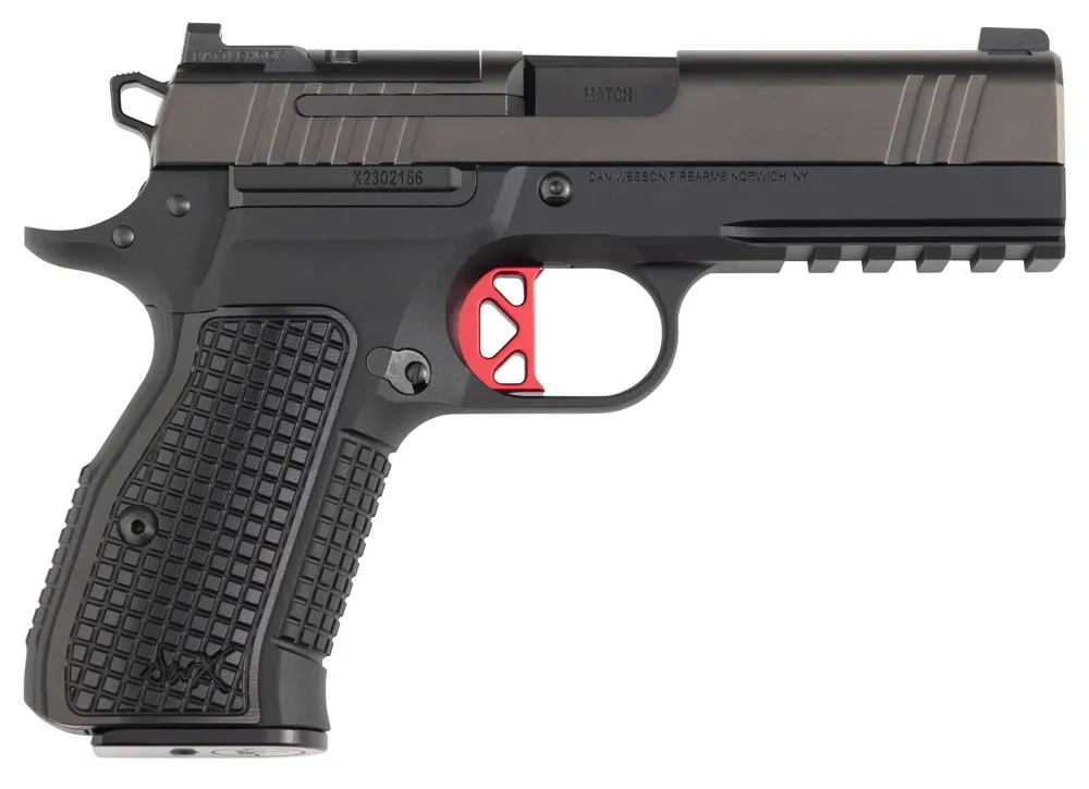 Dan Wesson 92103 DWX Compact Frame 9mm Luger 15+1 4.95" Black Match Grade Barrel, Black DLC Serrated Steel Slide, Black Aluminum Frame w/Beavertail & Picatinny Rail, Black Textured Aluminum Grip