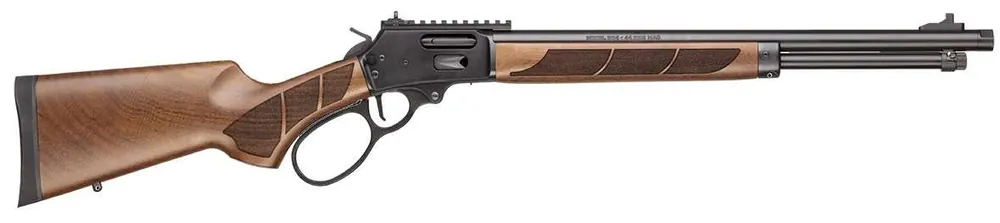 Smith & Wesson 13809 1854 44 Rem Mag 9+1 19.25" Black Armornite Threaded Barrel, Black Armornite Picatinny Rail Stainless Steel Receiver, Fixed Walnut w/Textured Grip Panels Stock, Large Loop