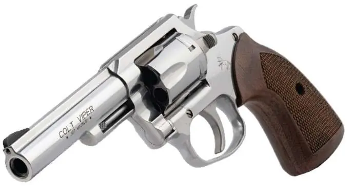 Colt Mfg VIPERSP4WRR Viper 357 Mag/38 Special 6rd 4.25" 1/2 Lug Stainless Steel Barrel, Stainless Steel Cylinder & Frame, American Walnut Grip, Exposed Hammer