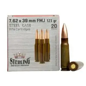STERLING STEEL CASE 7.62x39 123GR FMJ 20RD BOX 50 BXS PER CASE
