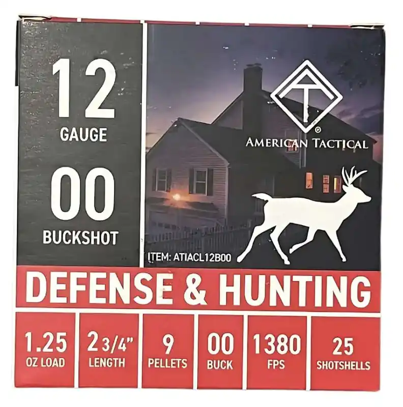 ATI ATIACL12B00C 12Gauge 2.75" 1 1/4oz 00Buck Shot 25 Per Box/10 Case