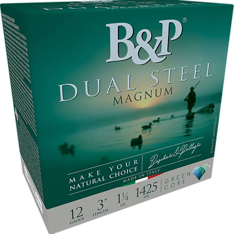 B&P Ammunition 12B8DS23 Dual Steel 12 Gauge 3" 1 1/8 oz 2/3 Shot 10 Per Box