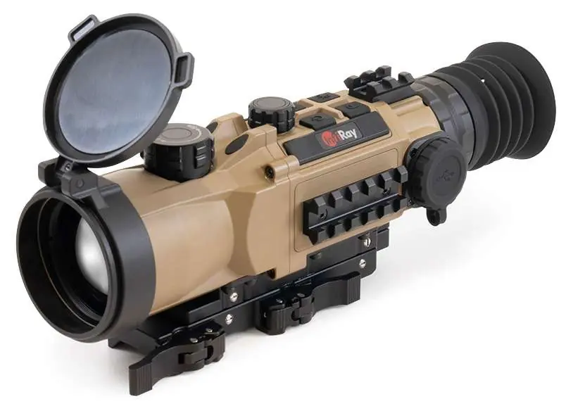 iRay USA HYL50W RICO Hybrid 640 HYL50W Thermal Black/Flat Dark Earth 3x 50mm Multi- 1 BDC/1 DIY/7 Static Reticle, 8x Zoom 384x288, 12 Microns, 90 Hz Resolution