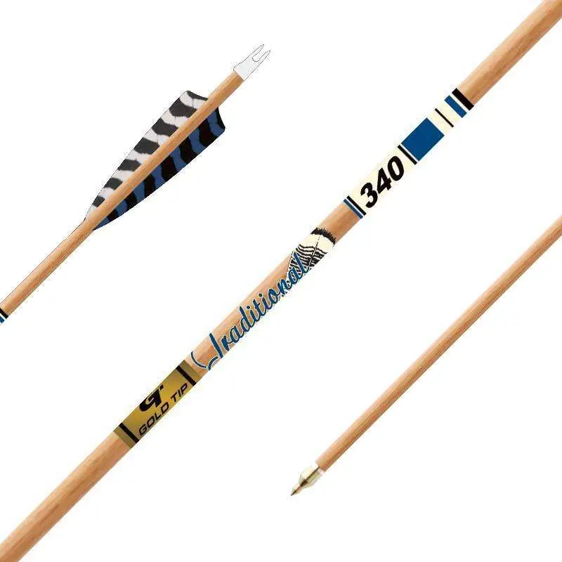 Gold Tip Traditional XT Arrows - 340 - 5in Barred Feathers - 1/2dz