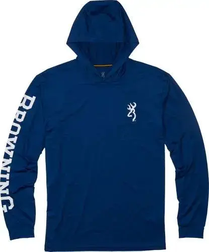 BG HOODED LONG SLEEVE TECH T- SHIRT NAVY BLUE XX-LARGE