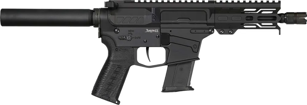 CMMG 57A340FAB Banshee MK57 5.7x28mm 20 8" Black Nitride Medium Taper Threaded Barrel, EML 7" M-LOK Handguards, Black Armor Cerakote Aluminum Picatinny Rail Receiver, CMMG Zeroed Grips