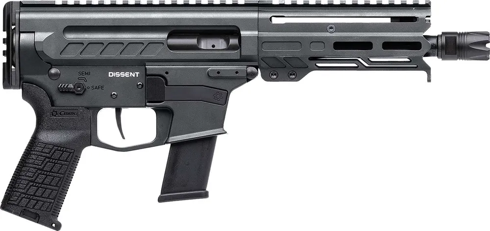 CMMG 45A4C0FSG Dissent MKG 45 ACP 13+1 6.50" Black Nitride Medium Taper Threaded Barrel, CMMG 5.5" M-LOK Handguards, Sniper Gray Cerakote Aluminum Picatinny Rail Receiver, CMMG Zeroed Grips