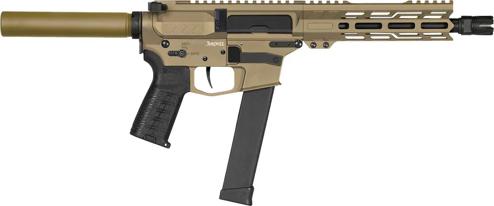 CMMG 10A570FCT Banshee MK10 10mm Auto 30+1 8" Black Nitride Medium Taper Threaded Barrel, EML 7" M-LOK Handguards, Coyote Tan Cerakote Aluminum Picatinny Rail Receiver, CMMG Zeroed Grips