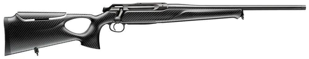 Sauer 80117662 505 Synchro XTC Full Size 6.5 PRC 2+1 22" Matte Blued Threaded Barrel, Matte Blued Saddle Mount Steel Receiver, Black Thumbhole w/Adj Comb Carbon Fiber Stock