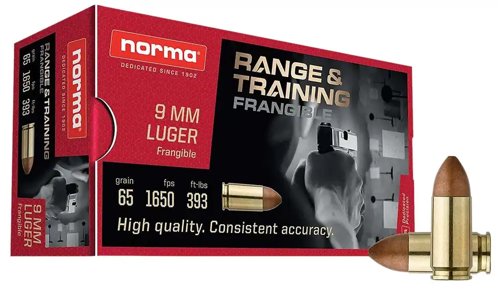 Norma Ammunition 630140050 Range & Training 9mm 65gr Frangible 50 Per Box/20 Case