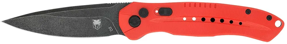 CobraTec Knives REDDIABLOAUTO Diablo 3.50" Folding Black Stonewashed D2 Steel Blade, 4.75" Red Textured G10 Scales Handle