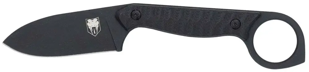 CobraTec Knives CTWLTBLK Wolfteeth EDC 2.75" Folding Drop Point Plain Black 14C28N Steel Blade, 4.25" Black Textured G10 Scales Handle