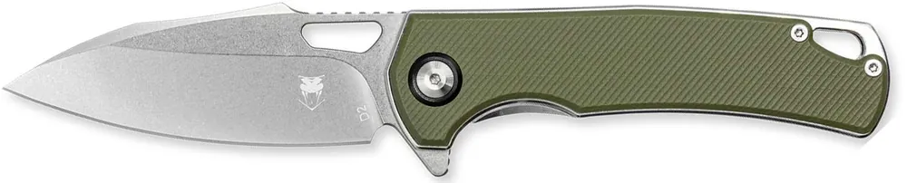 CobraTec Knives CTCLNHRBLK Wolverine 3.12" OTF Drop Point Plain Satin TiCN D2 Steel Blade, 4.25" Green Textured G10 Handle