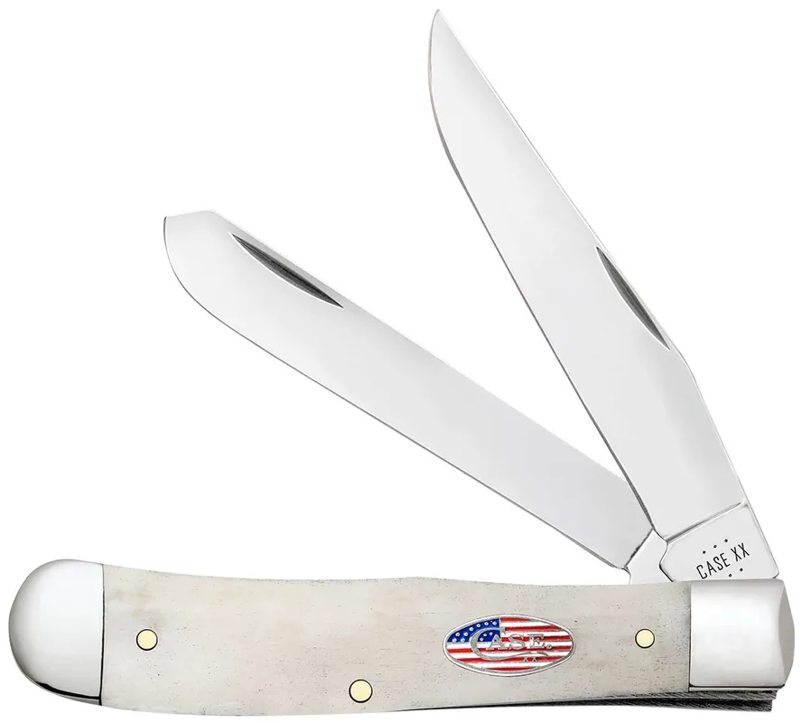 Case 14090 Trapper EDC 3.25"/3.27" Folding Clip Point/Spey Plain Mirror Polished Tru-Sharp SS Blade, Smooth Natural Bone Handle