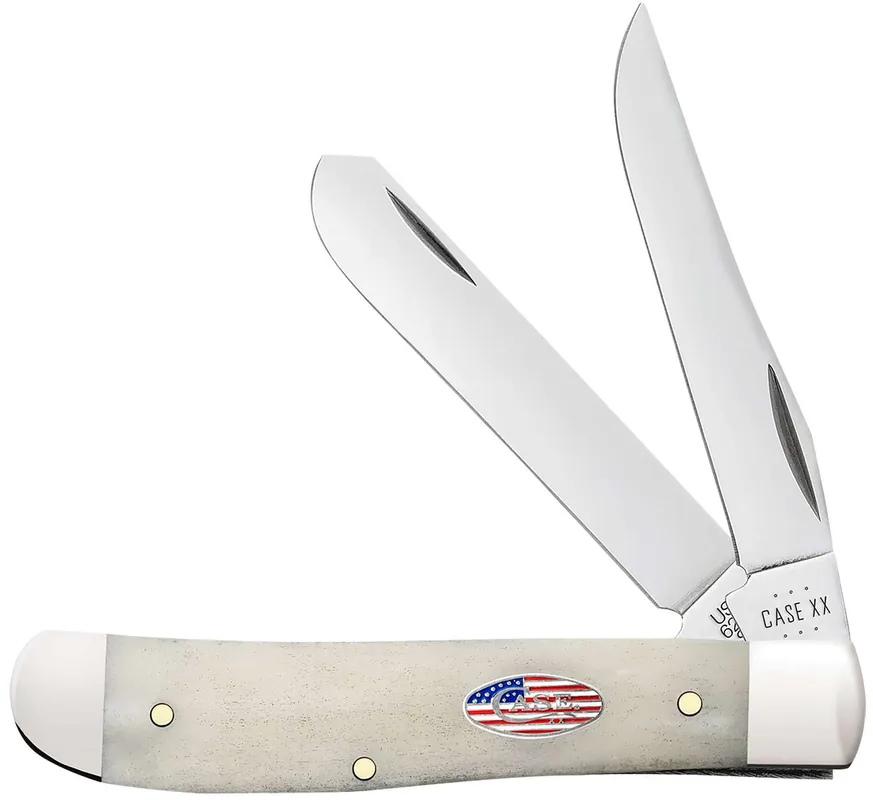 Case 14091 Mini Trapper 2.70"/2.75" Folding Clip Point/Spey Plain Mirror Polished Tru-Sharp SS Blade, Smooth Natural Bone Handle