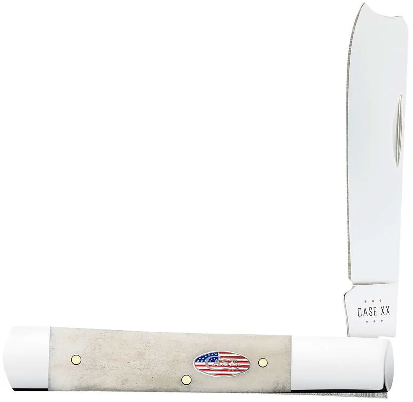 Case 14096 Razor EDC 3"/2.23" Folding Pen/Spear Plain Mirror Polished Tru-Sharp SS Blade, Smooth Natural Bone Handle