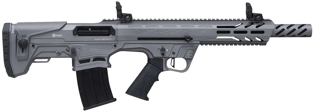Citadel FRPS1218TG Pup Scout 12 Gauge Semi-Auto 3" 5+1 18.50" Gray Steel Barrel, Picatinny Rail Aluminum Receiver, Picatinny Handguards, Gray Adj Cheek Riser Synthetic Stock, Black Polymer Grip