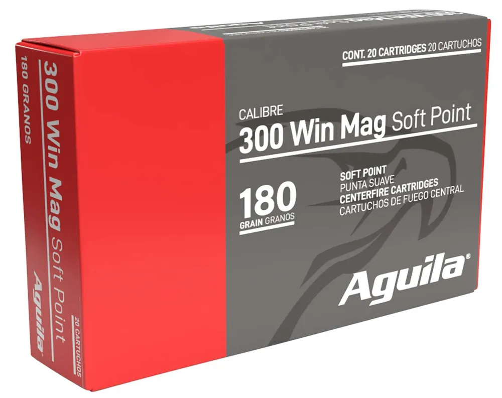 Aguila 82044AG 300 Win Mag 180 gr Soft Point InterLock Boat Tail Soft Point 20 Per Box/ 10 Case