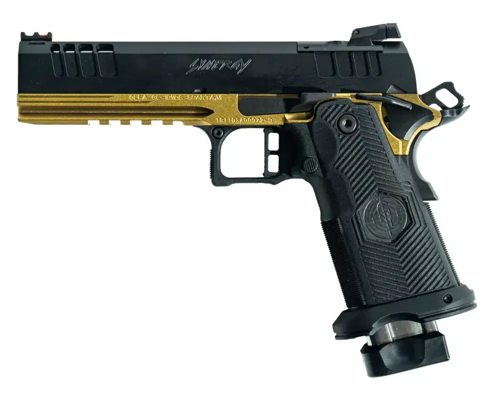 GLFA 1911DS SENERGY 9MM 5" 17 SHOT BLACK SLIDE GOLD FRAME