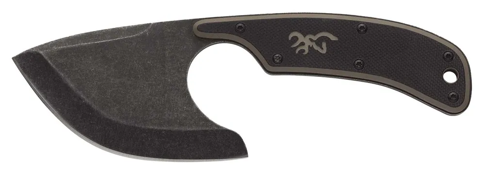 Browning 3220323B Cutoff Boxed 2.50" Fixed Skinner Plain Black Black Oxide Stonewashed 9Cr14MoV SS Blade, Black/Tan G10 Handle