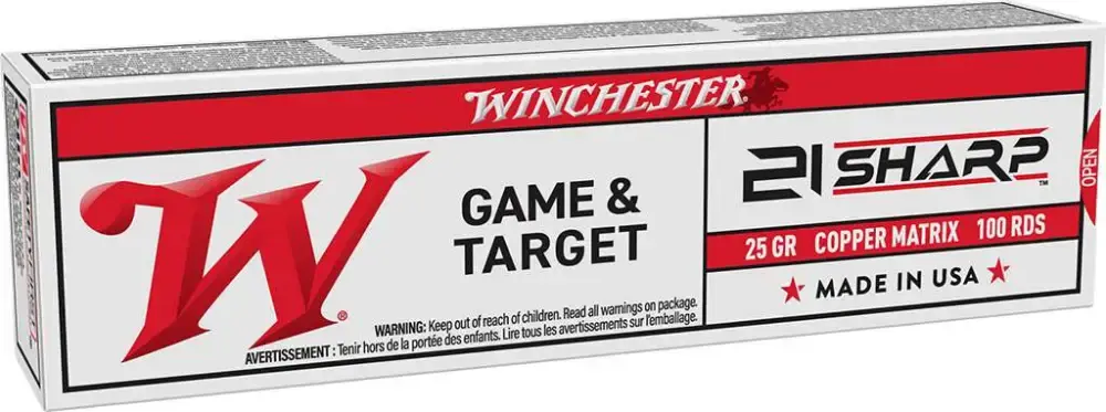 Winchester Ammo S21SLF USA 21Sharp 25gr Copper Matrix 100 Per Box/20 Case